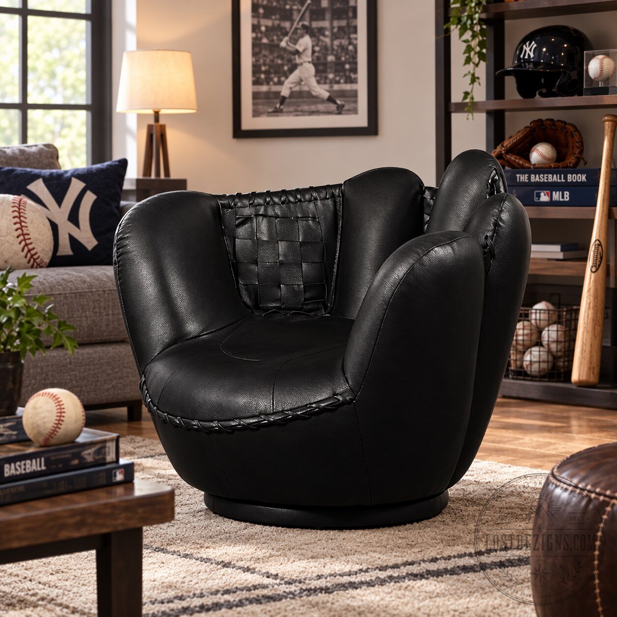 Baseball Glove Oversized Leather Lounge Chair