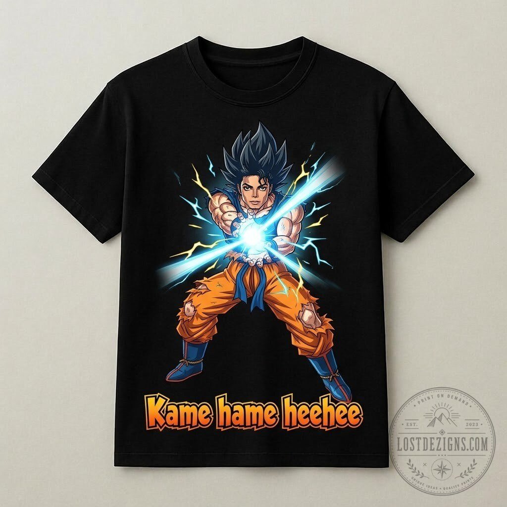 Dragon Ball X Michael Jackson Blasting Kame Hame Heehee Funny T-Shirt