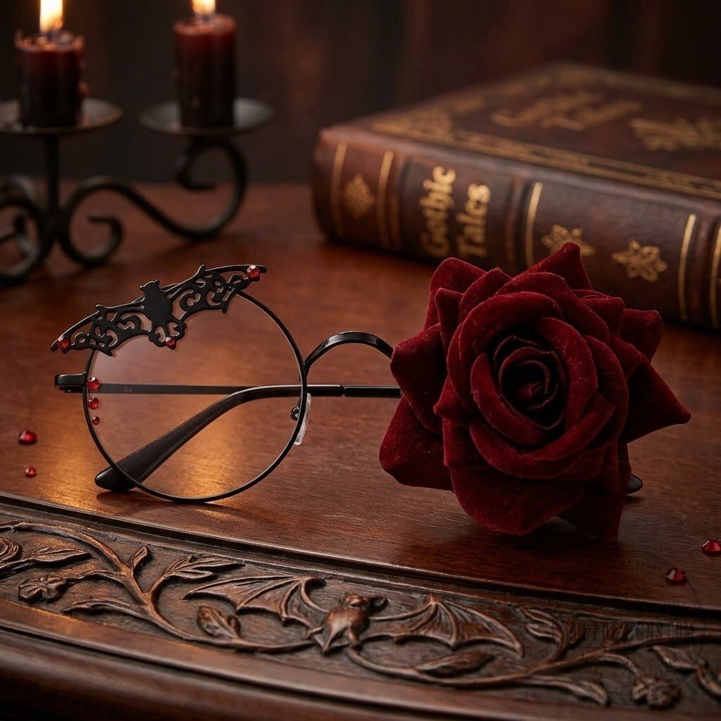 Gothic Vampire With Rose And Bat Detail Eyewear