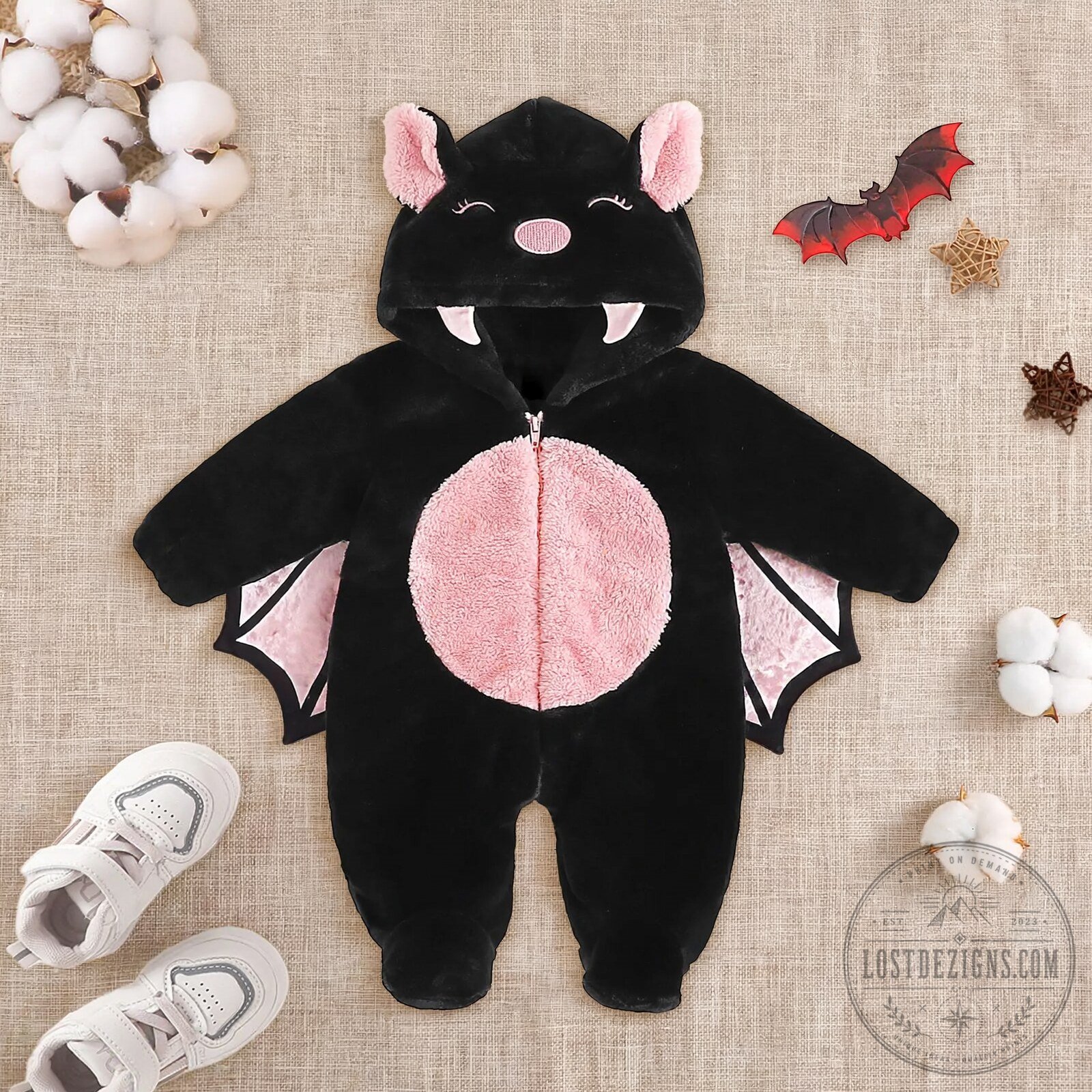 Halloween Baby Bat With Wings Hooded Baby Romper