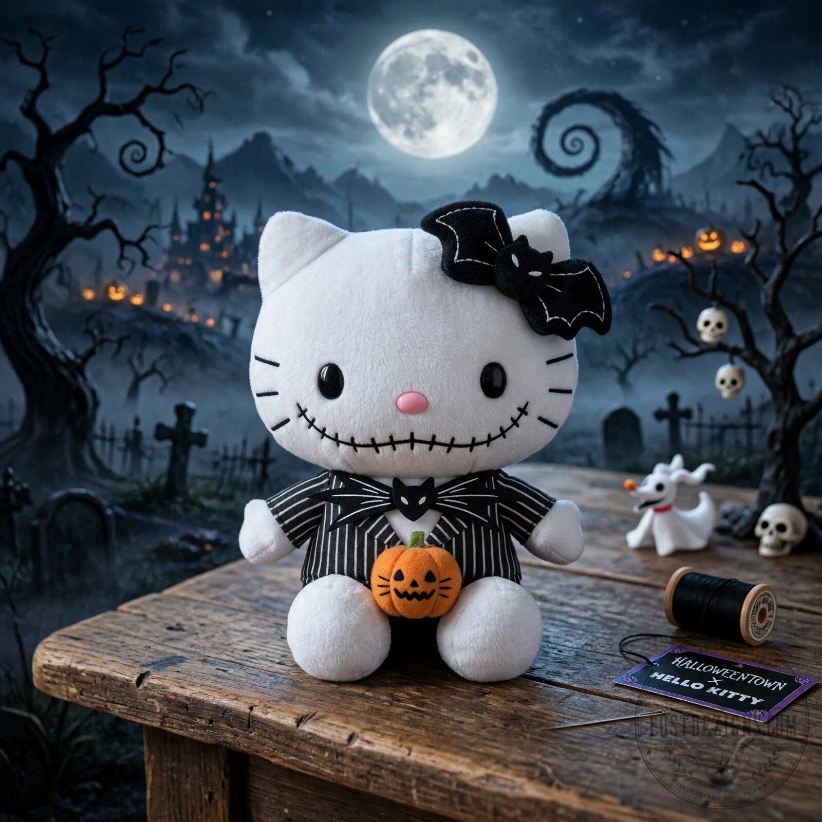 Hello Kitty X Jack Skellington The Nightmare Before Christmas Halloween Plush Toy