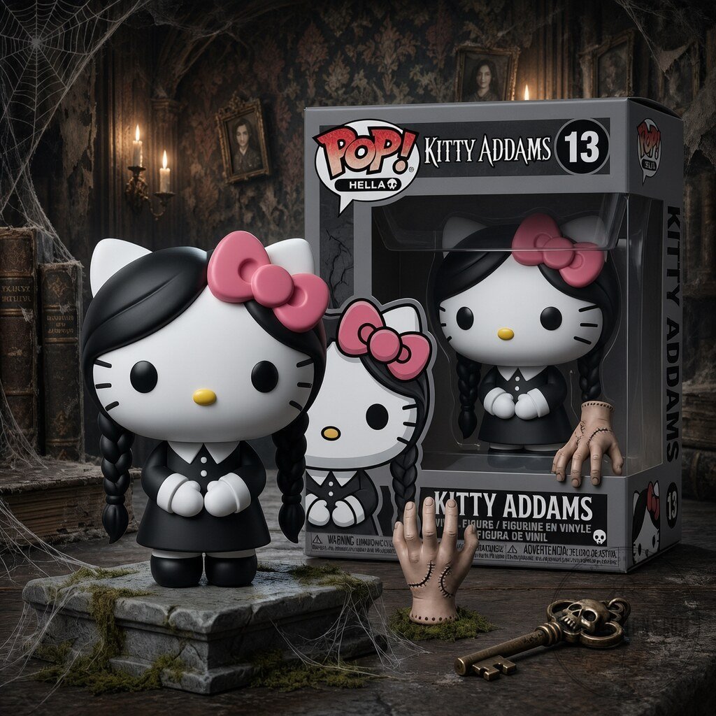 Hello Kitty XWednesday Addams Kitty Addams Funko Pop Collectible Figure 5 Hello Kitty XWednesday Addams Kitty Addams Funko Pop Collectible Figure