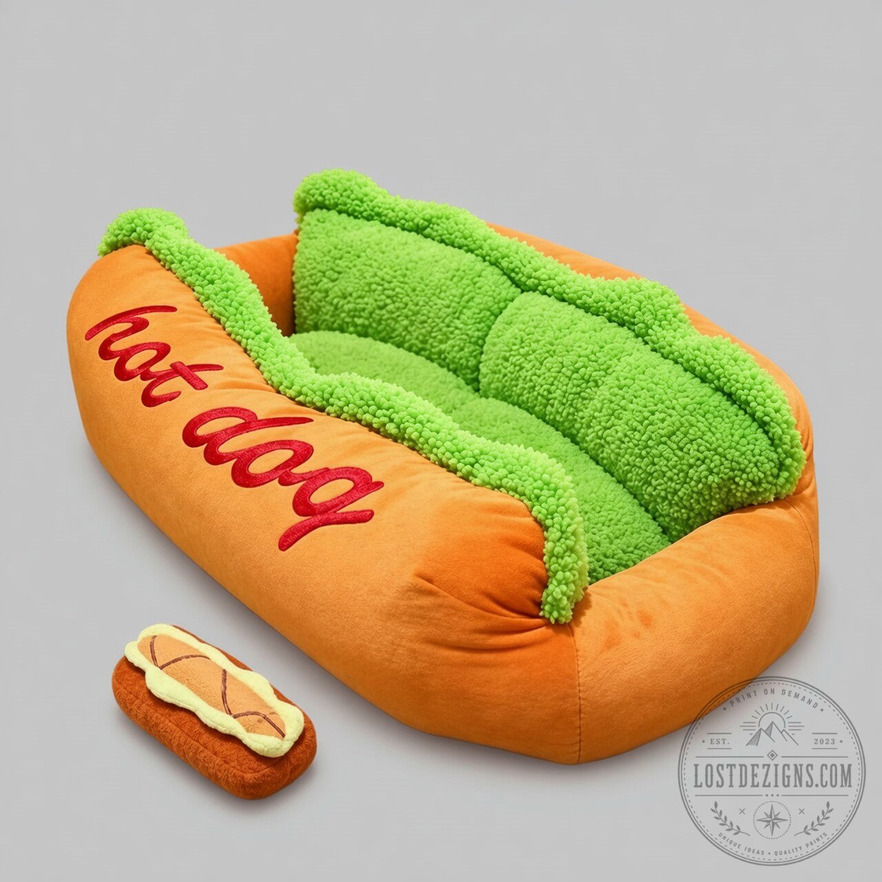 Hot Dog Cozy Plush Pet Bed 4 Hot Dog Cozy Plush Pet Bed