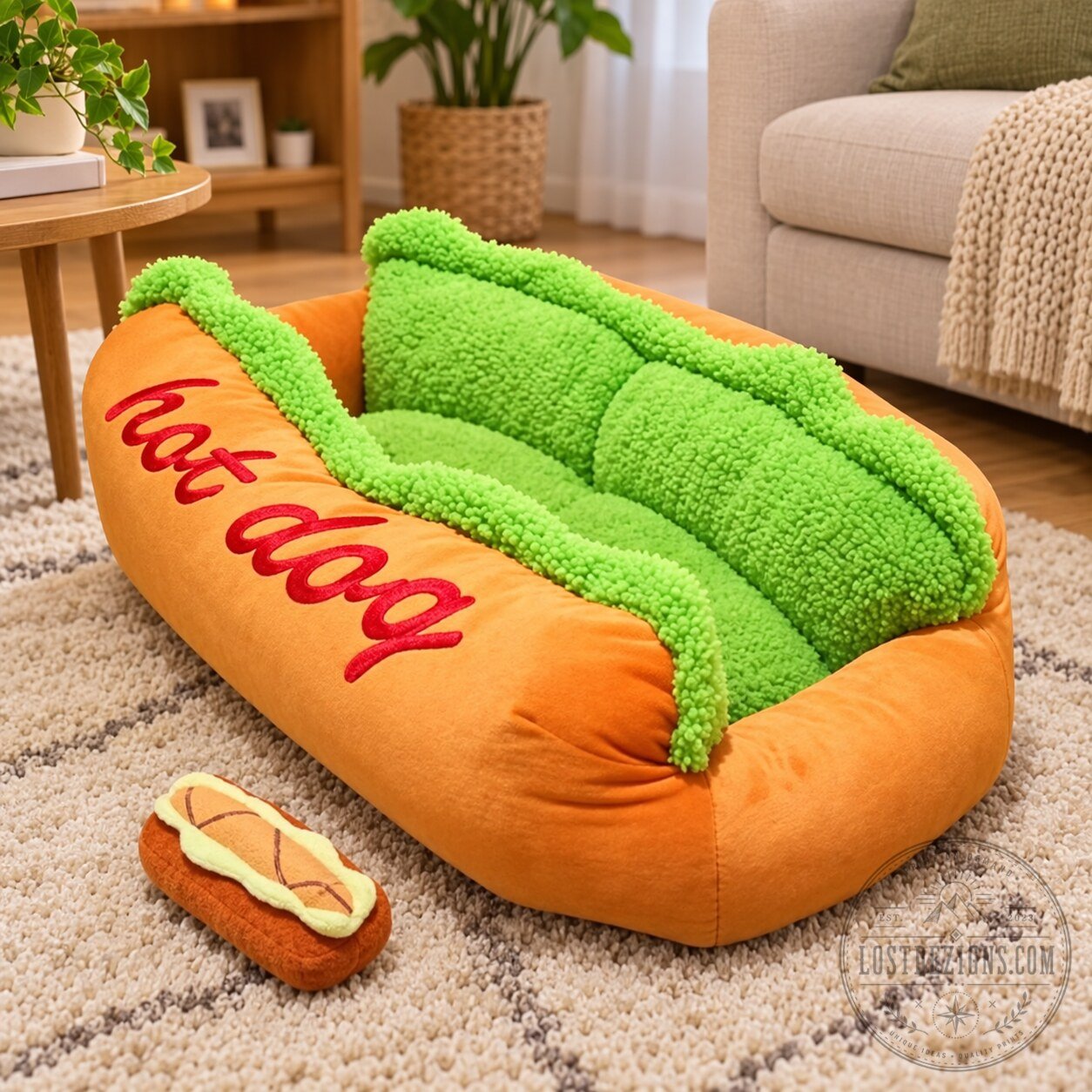 Hot Dog Cozy Plush Pet Bed 5 Hot Dog Cozy Plush Pet Bed