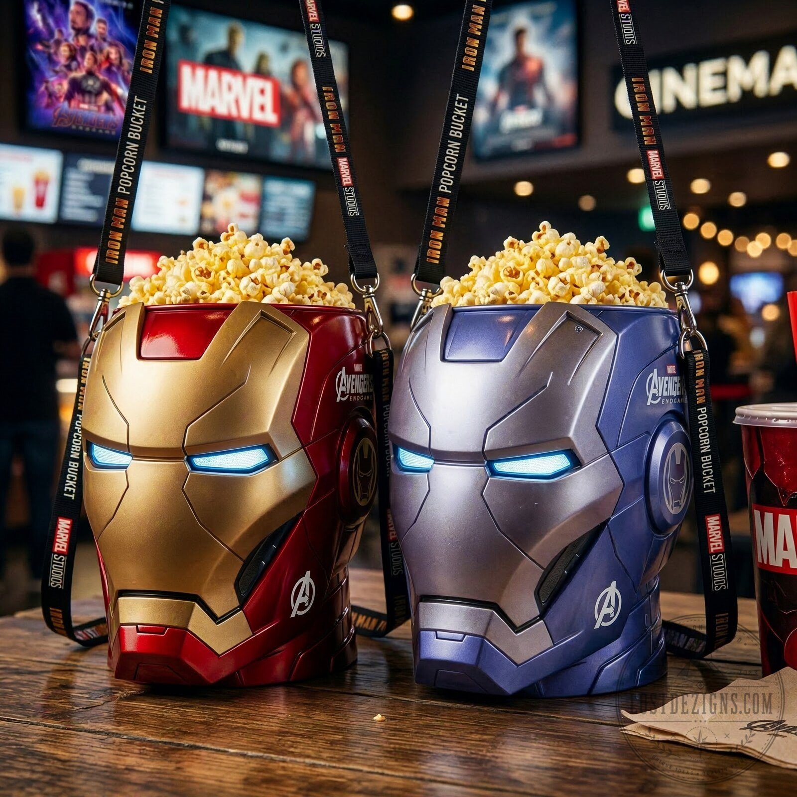 Iron Man Suit Helmet Popcorn Bucket With Shoulder Strap