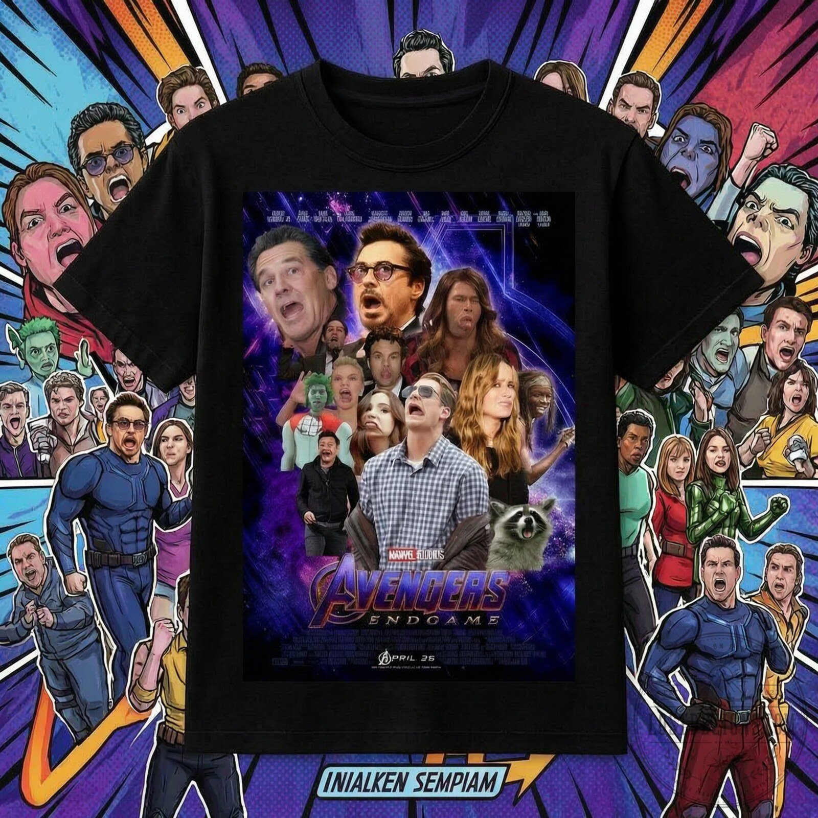 Marvel Avengers Endgame Movie Poster Parody Graphic T-Shirt