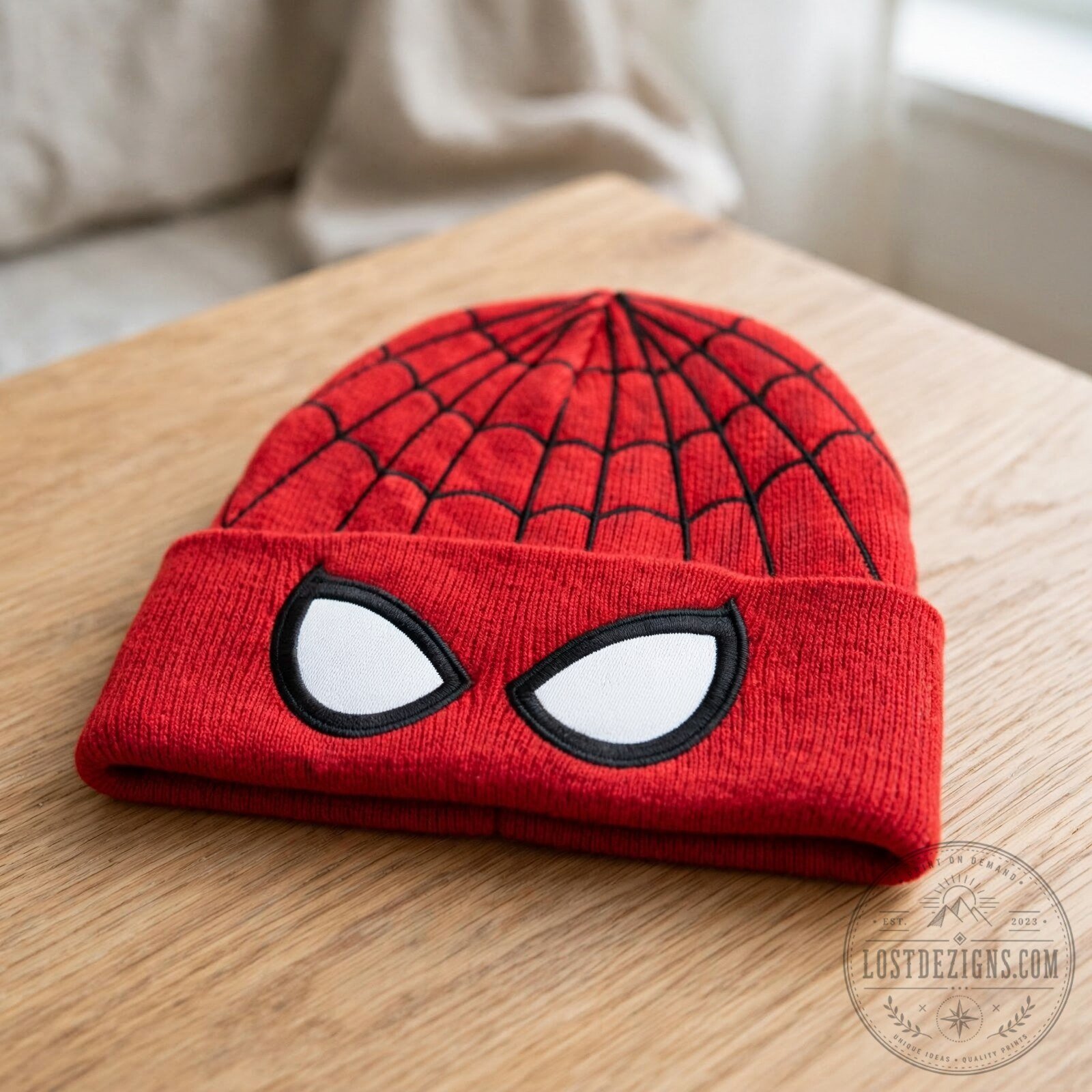 Tom Holland Marvel Spider-Man Red Knit Winter Beanie Hat With Embroidered Eyes 4 Tom Holland Marvel Spider-Man Red Knit Winter Beanie Hat With Embroidered Eyes