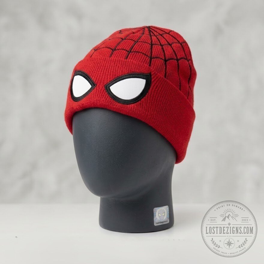 Tom Holland Marvel Spider-Man Red Knit Winter Beanie Hat With Embroidered Eyes 5 Tom Holland Marvel Spider-Man Red Knit Winter Beanie Hat With Embroidered Eyes
