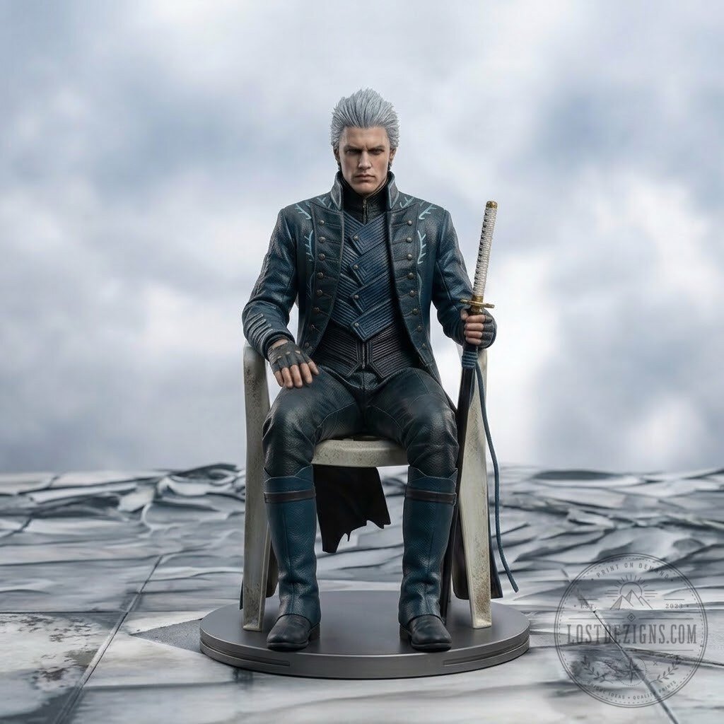 Vergil Devil May Cry Sitting On Plastic Chair Collectible Meme Figure 4 Vergil Devil May Cry Sitting On Plastic Chair Collectible Meme Figure