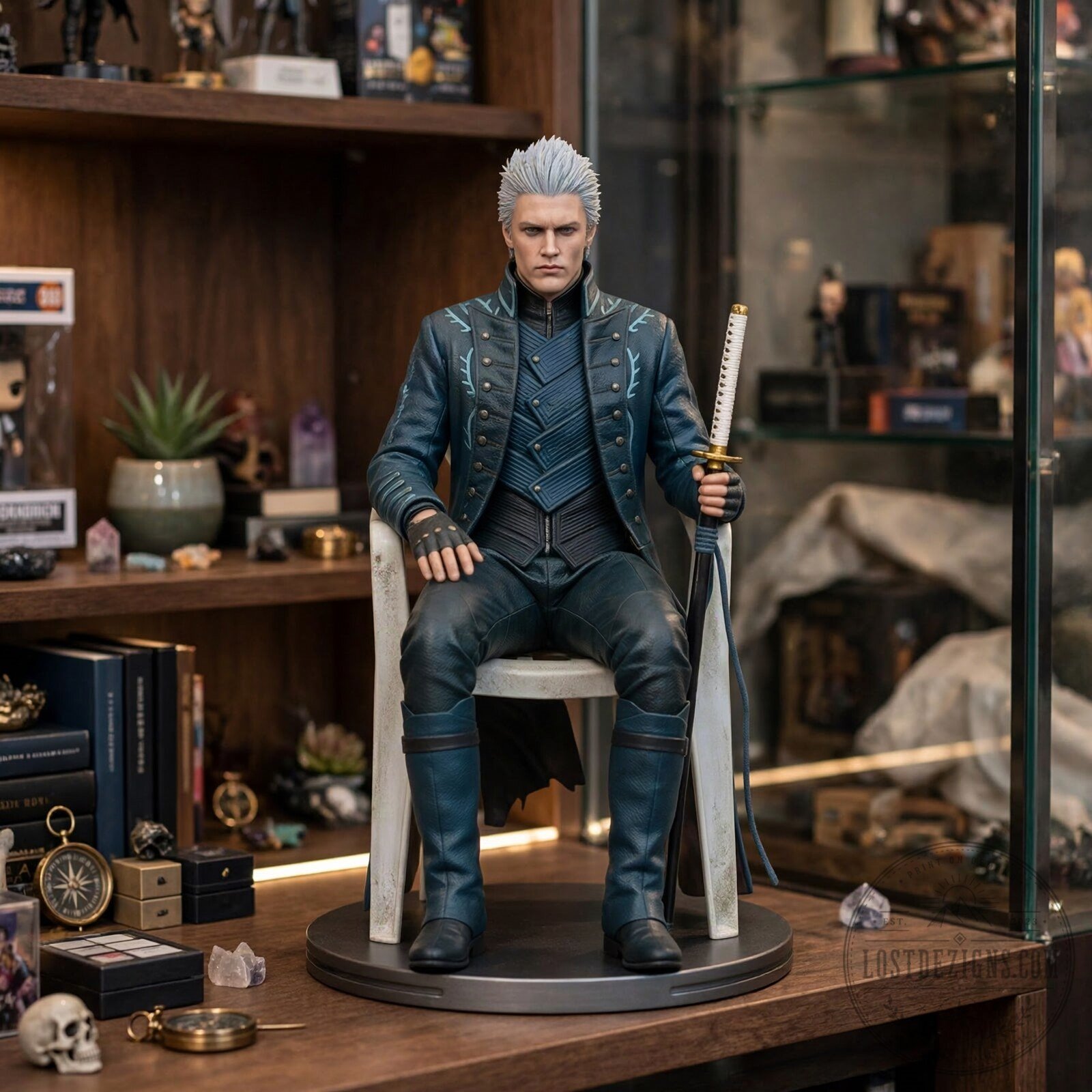 Vergil Devil May Cry Sitting On Plastic Chair Collectible Meme Figure 5 Vergil Devil May Cry Sitting On Plastic Chair Collectible Meme Figure
